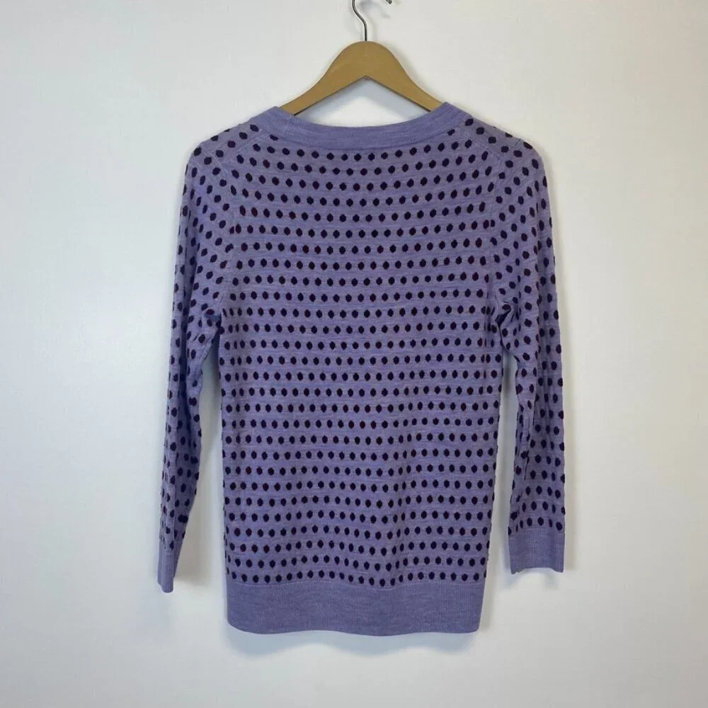 J. Crew 100% Merino Wool Purple Polka Dot Sweater